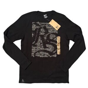 JCPenney Y2K Ryan Sheckler Mens Graphic Long Sleeve Thermal Shirt Black Size L